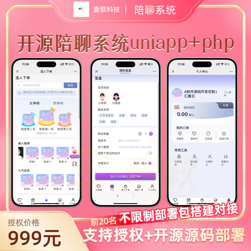 济南壹软定制陪聊陪玩源码解决方案